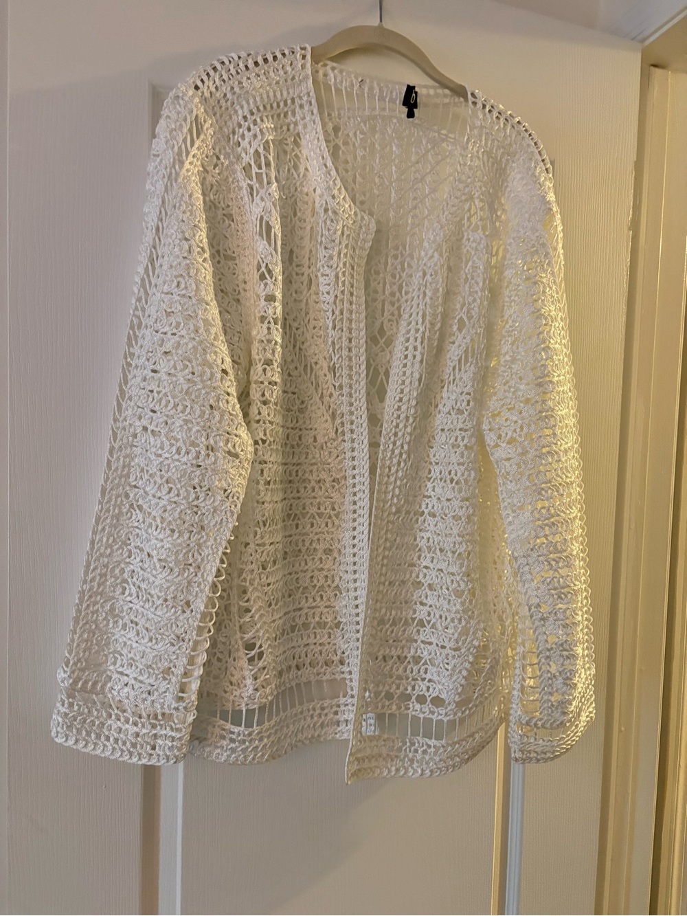 Berek White Crochet Open-Front Cardigan 3X